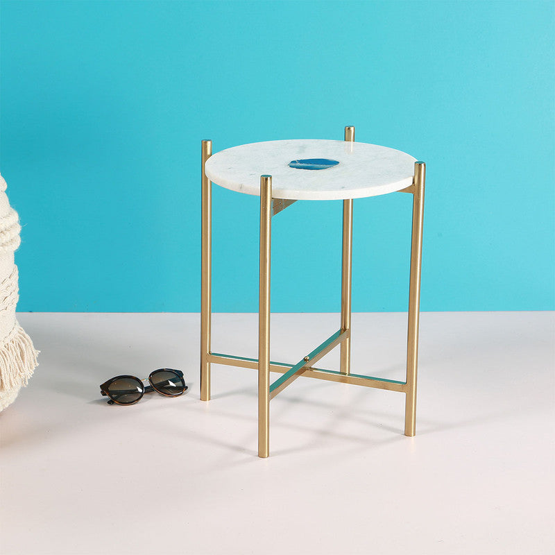 Round Top Metal Gold Accent Table