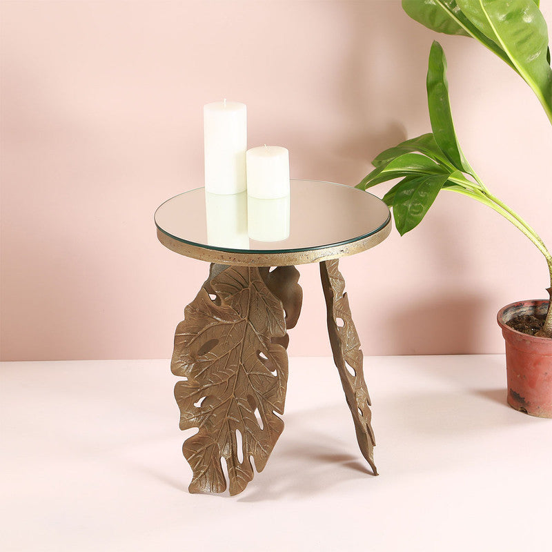 Leaf Antique Brass Aluminum Round Table
