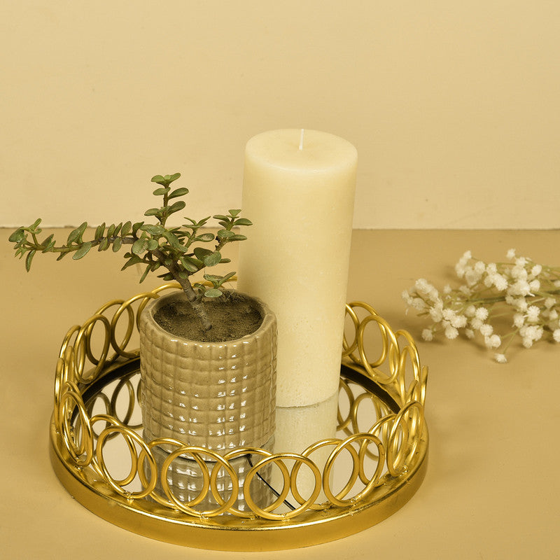Decorative Tray | Iron Mirror | Gold Finish | 10.6x10.6x2.7 inches By Manor House