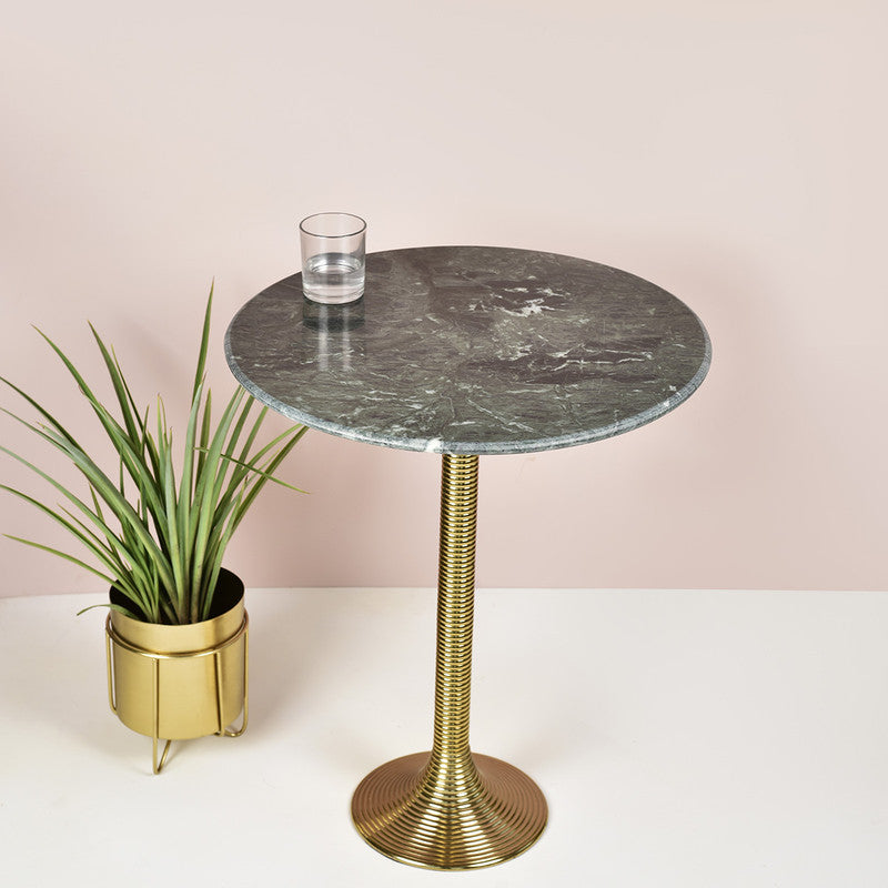 Aluminium & Marble Round Table | Gold & Black