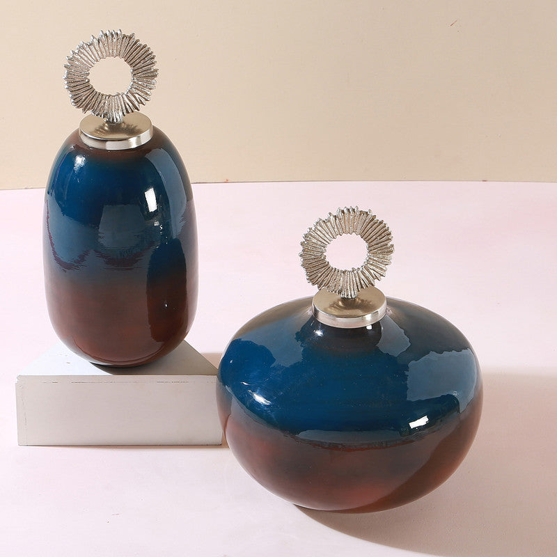 Ocean & Brince Decorative Showpiece | Table Sculptures | Blue | Set of 2