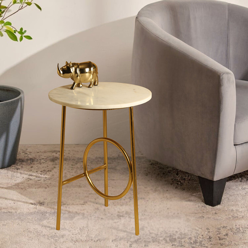Waves Marble Top End Table | Golden By Manor House