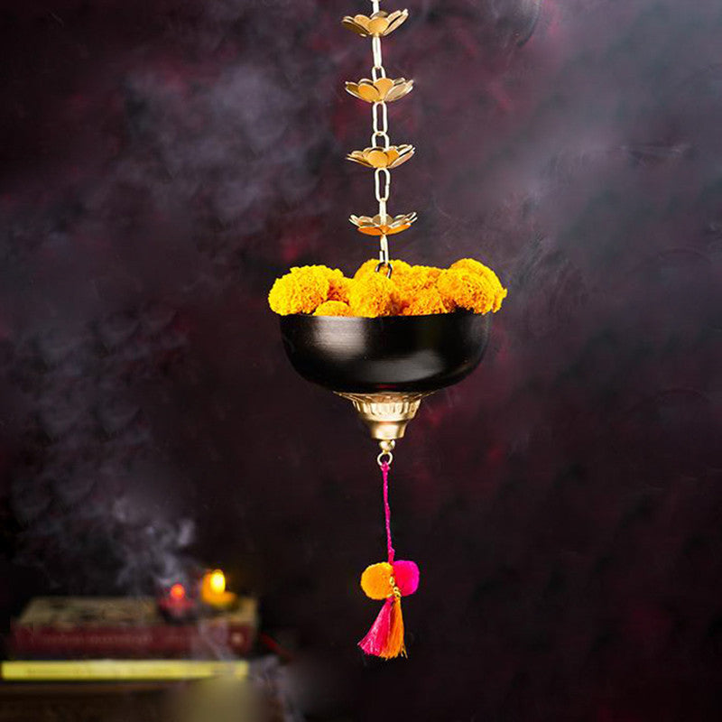 Brass Urli | Hanging Urli | Lotus Design | 61 cm