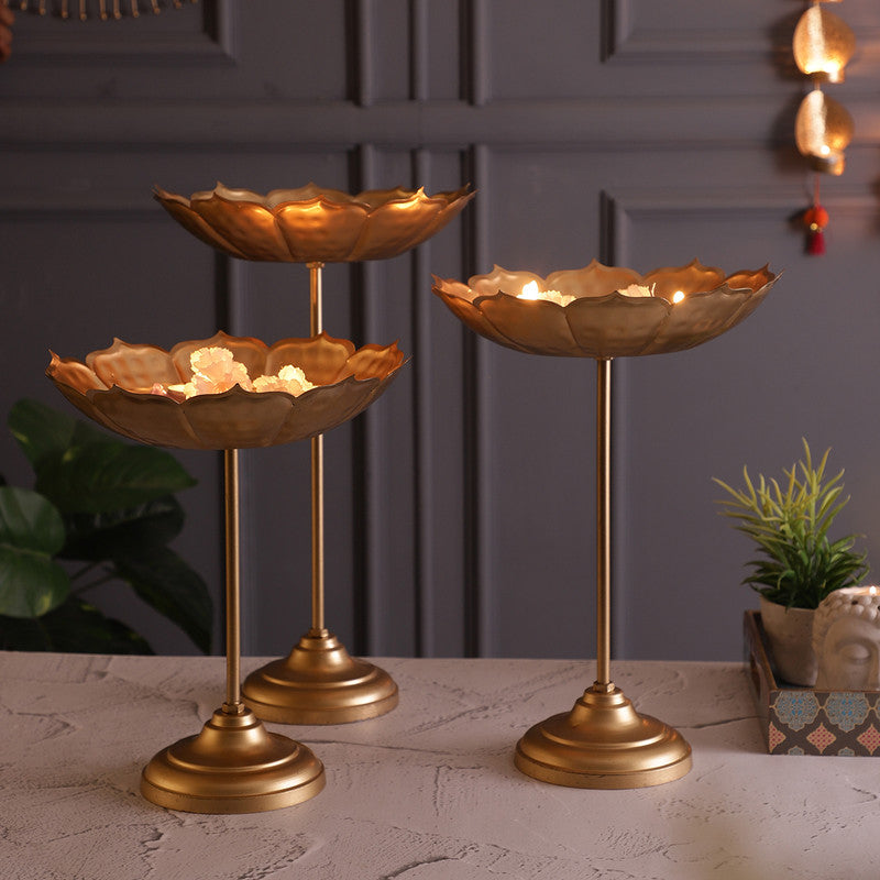 Festive Gifts | Brass Urli | Lotus Design | Gold | Set of 3 By My Pooja Box
