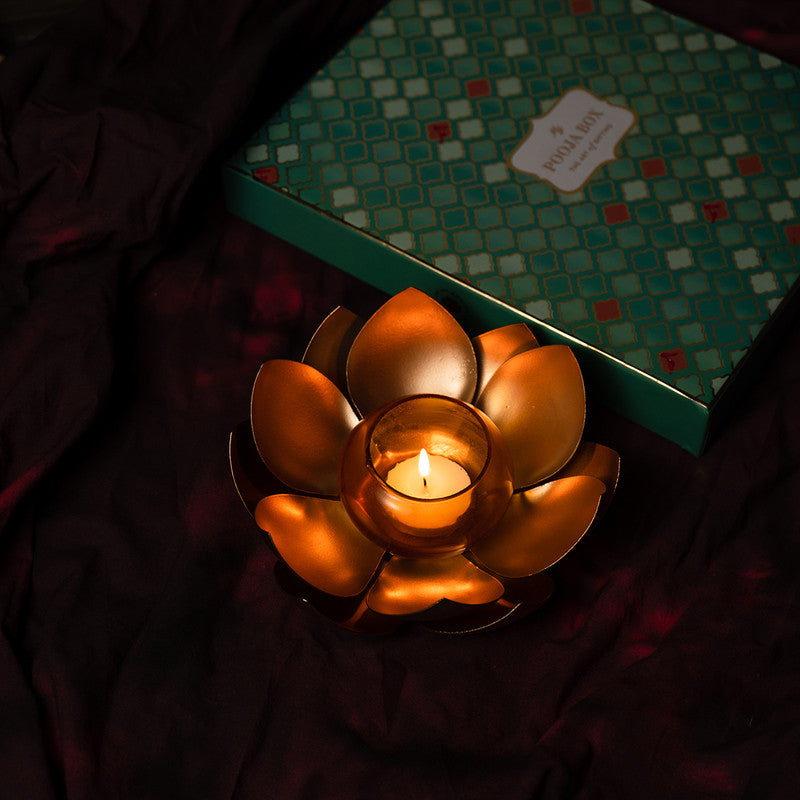 Iron Candle Holder | Tea Light Holders | Lotus | Yellow