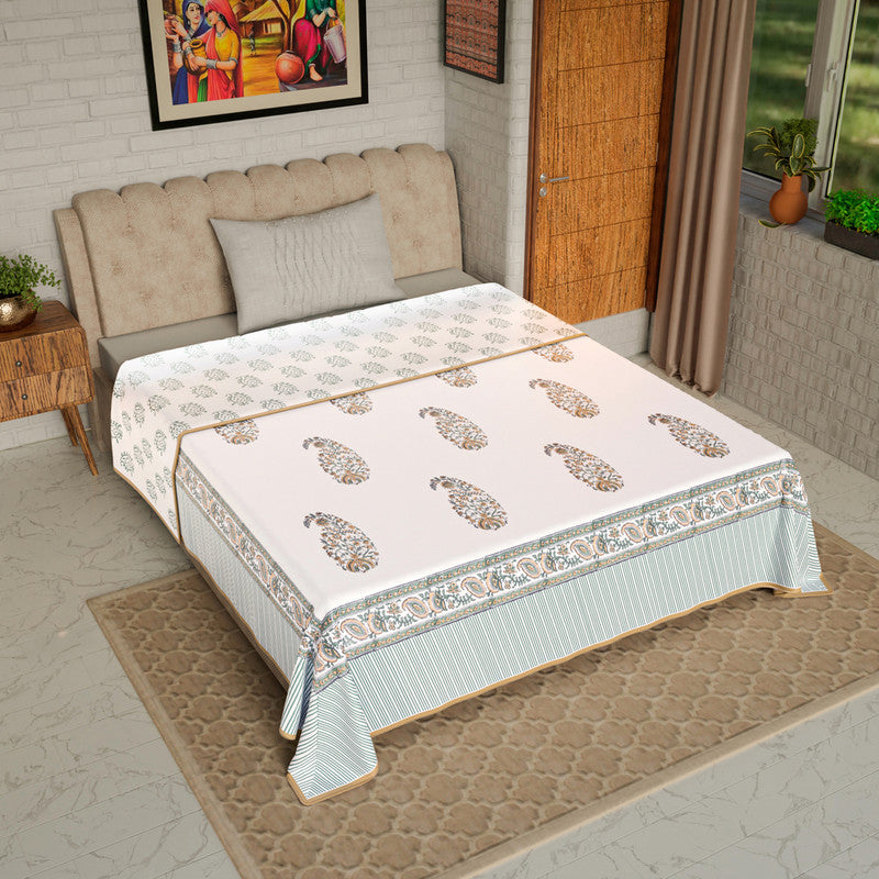 Mulmul Cotton Dohar Single Blanket | AC Blanket | Reversible | Yellow & Green By Jaipur Dohar