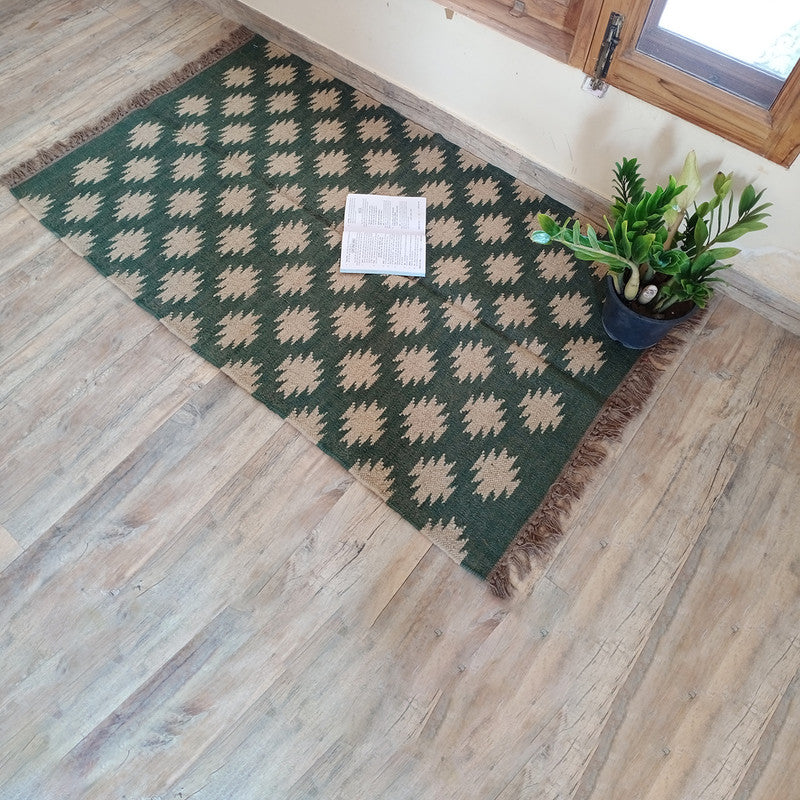 Jute & Wool Rug | Dhurrie | 3 x 5 Feet | Multicolour
