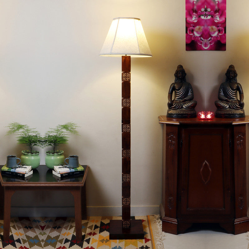 Wooden Floor Lamp | Standing Lamp | Brown & Beige