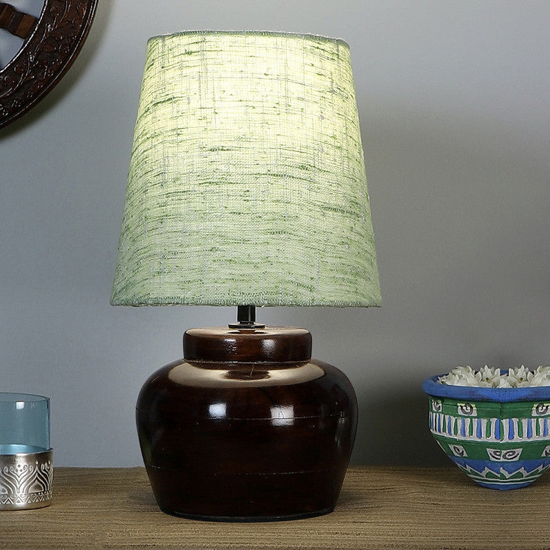 Wooden Table Lamp | Bedside Lamp | Brown & Green