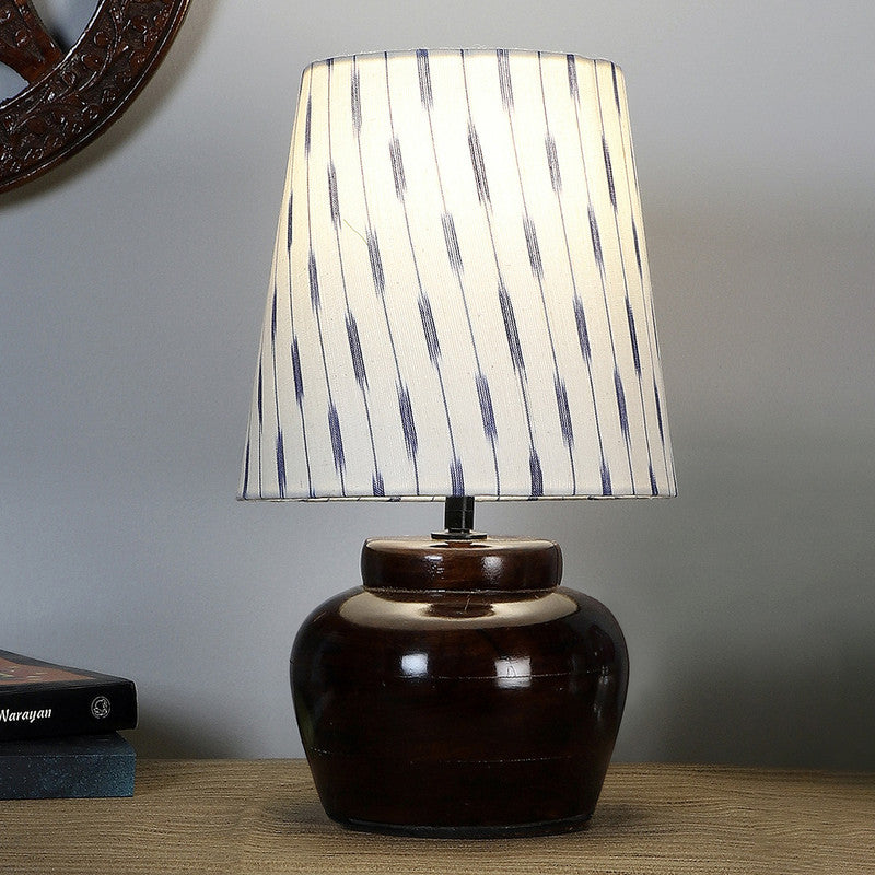 Wooden Table Lamp | Bedside Lamp | Brown & White