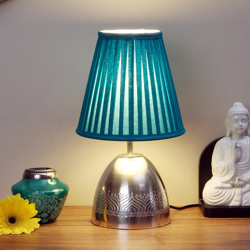 Iron Table Lamp | Bedside Lamp | Silver & Teal