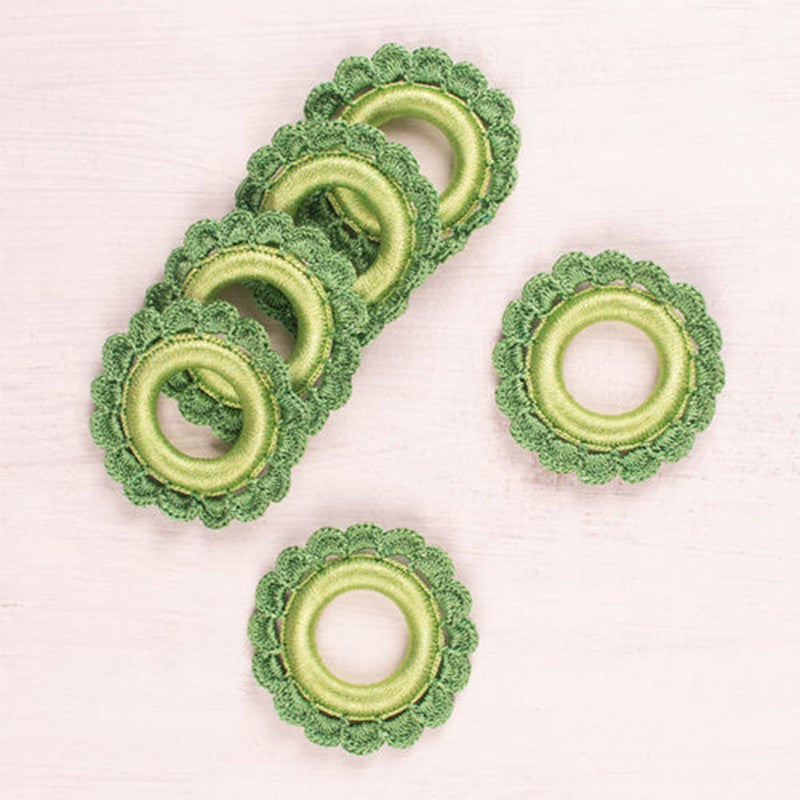 Handmade Green Crochet Napkin Holders Set of 6
