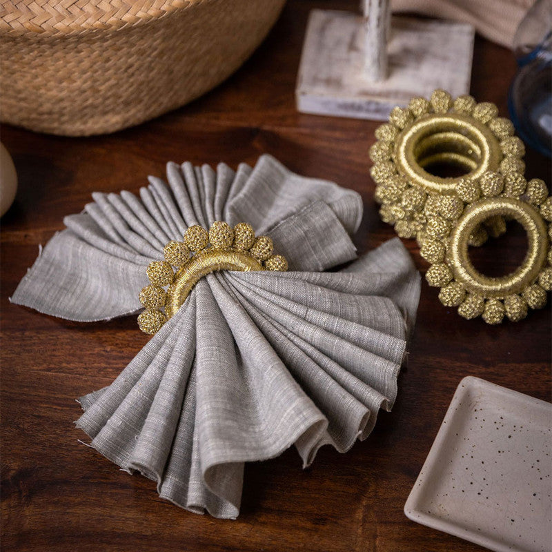 Handmade Golden Crochet Ziba Napkin Holders Set of 6
