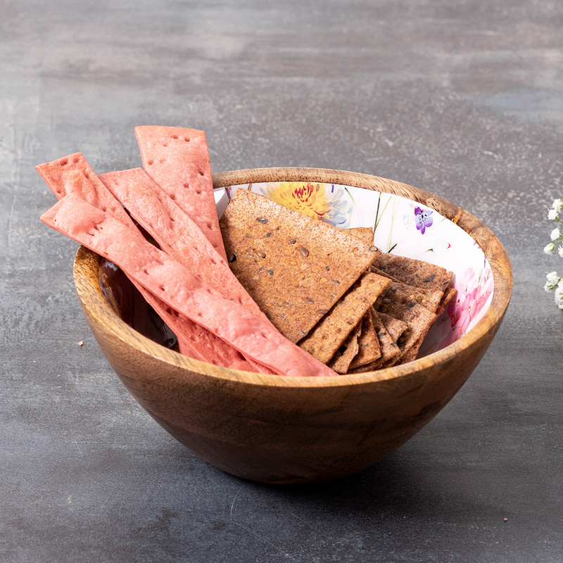 Wooden Serving Bowl | Mango Wood | White