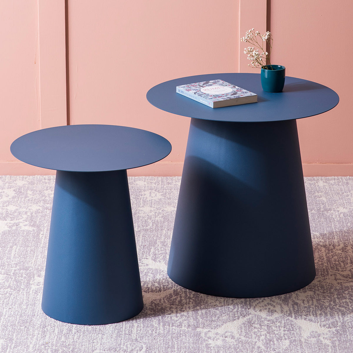 Iron Accent & End Tables Set | Blue | Set of 2 By Nestroots