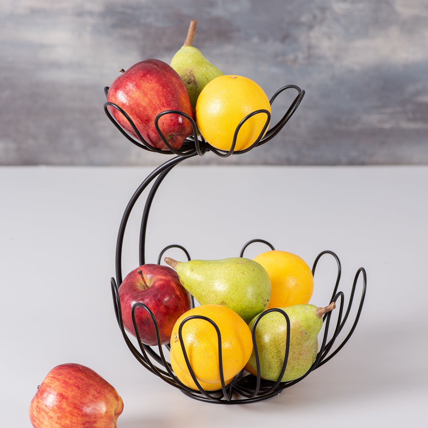 Iron Floral 2 Tier Basket | Black