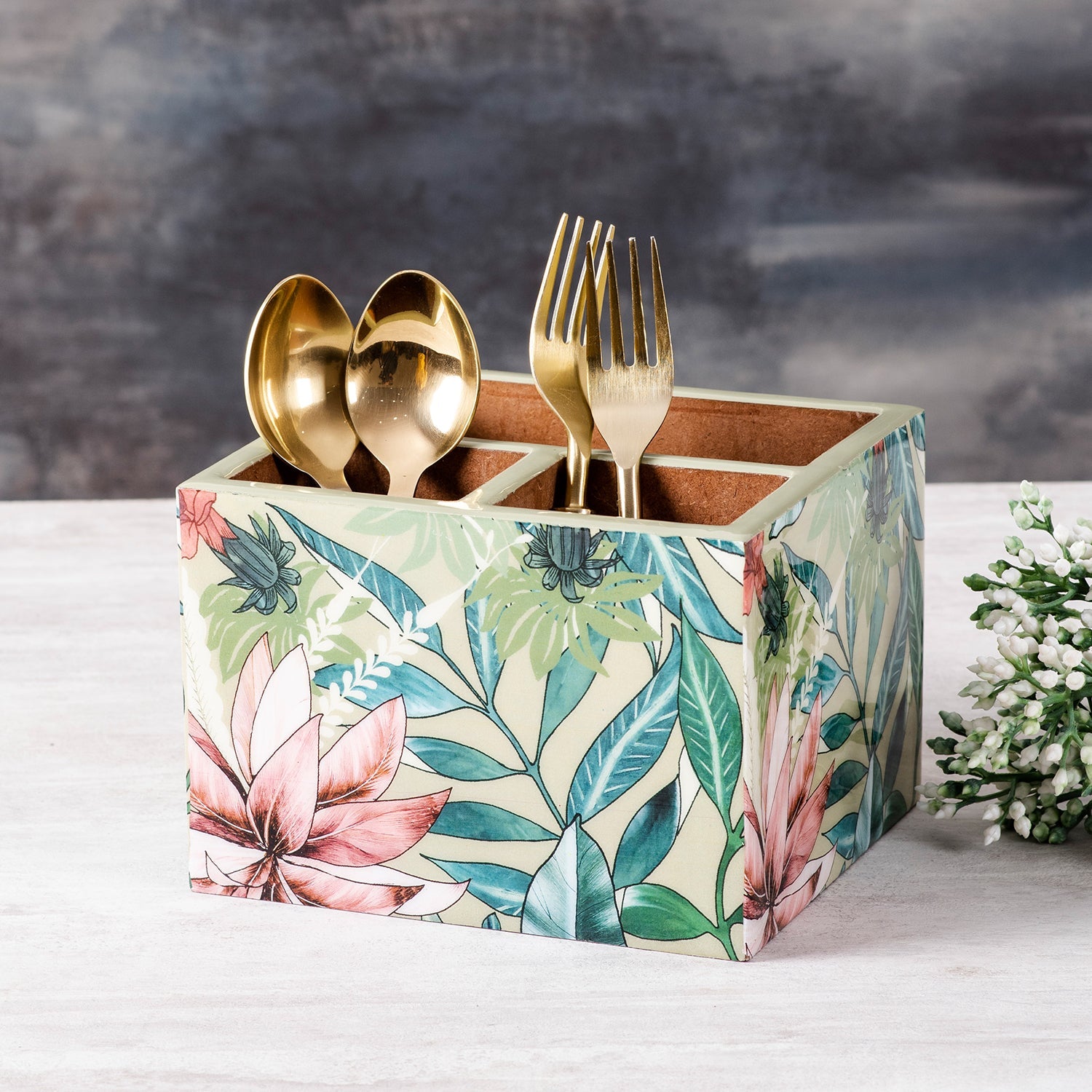 Mango Wood Cutlery Holder | Green By Nestroots