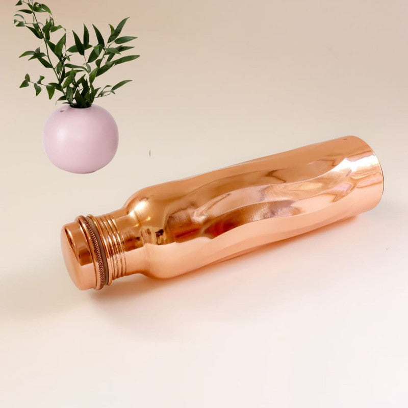 Copper Bottle With Cleaning Brush | Wavy | 1 Litre