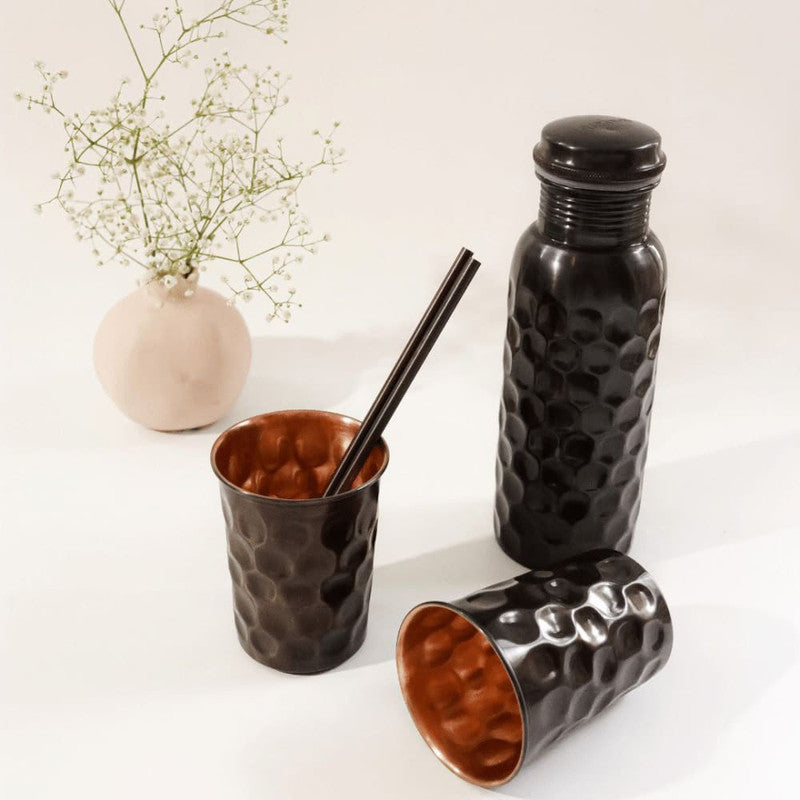 Water Bottle Gift Set | Black | Copper | Set of 5 By Onearth