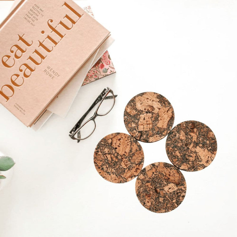 Upcycled Cork Coasters | Brown | Set of 6