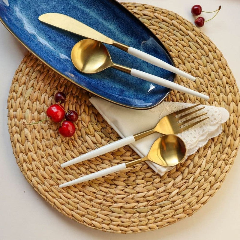 Stainless Steel Cutlery Set | White | Set of 4 By Onearth
