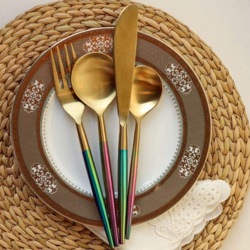 Stainless Steel Cutlery Set | Rainbow | Set of 4 By Onearth