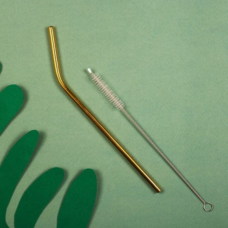 Brass Straws With Cleaner | Pack of 2 By Onearth