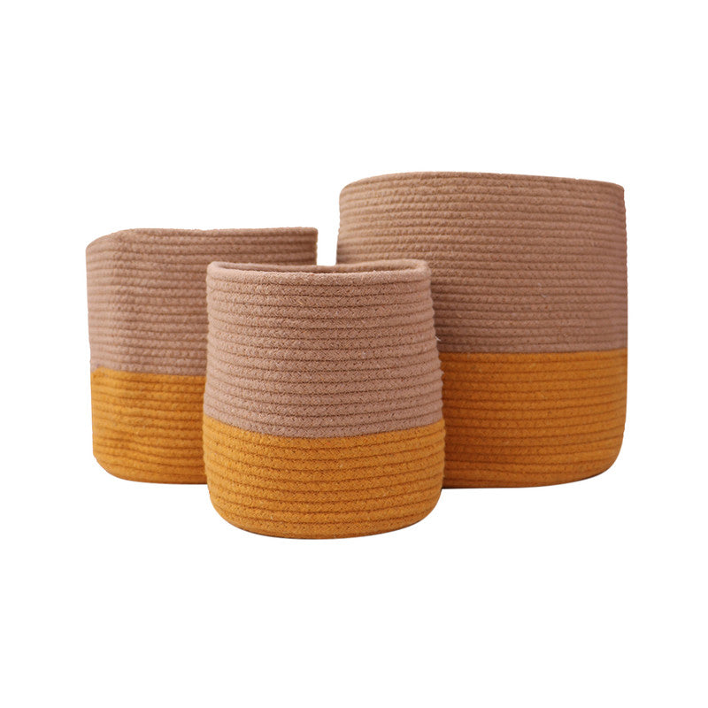 Jute Baskets | Dual Tone | Yellow | Set of 3 By Onearth