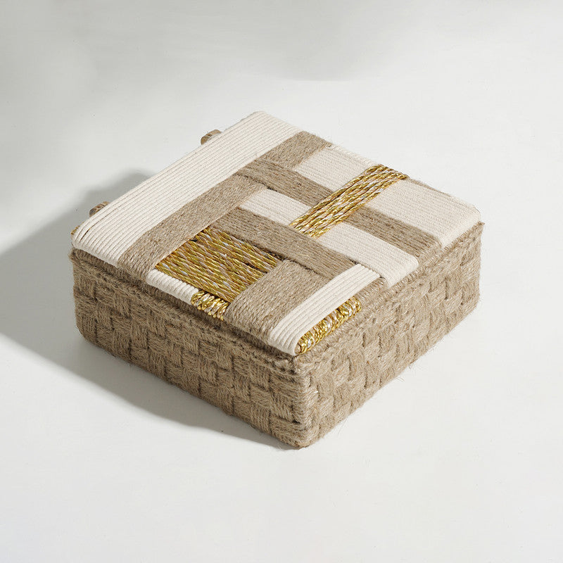 Storage Box | Cotton Jute and Upcycled Plastic | White & Gold By Sirohi