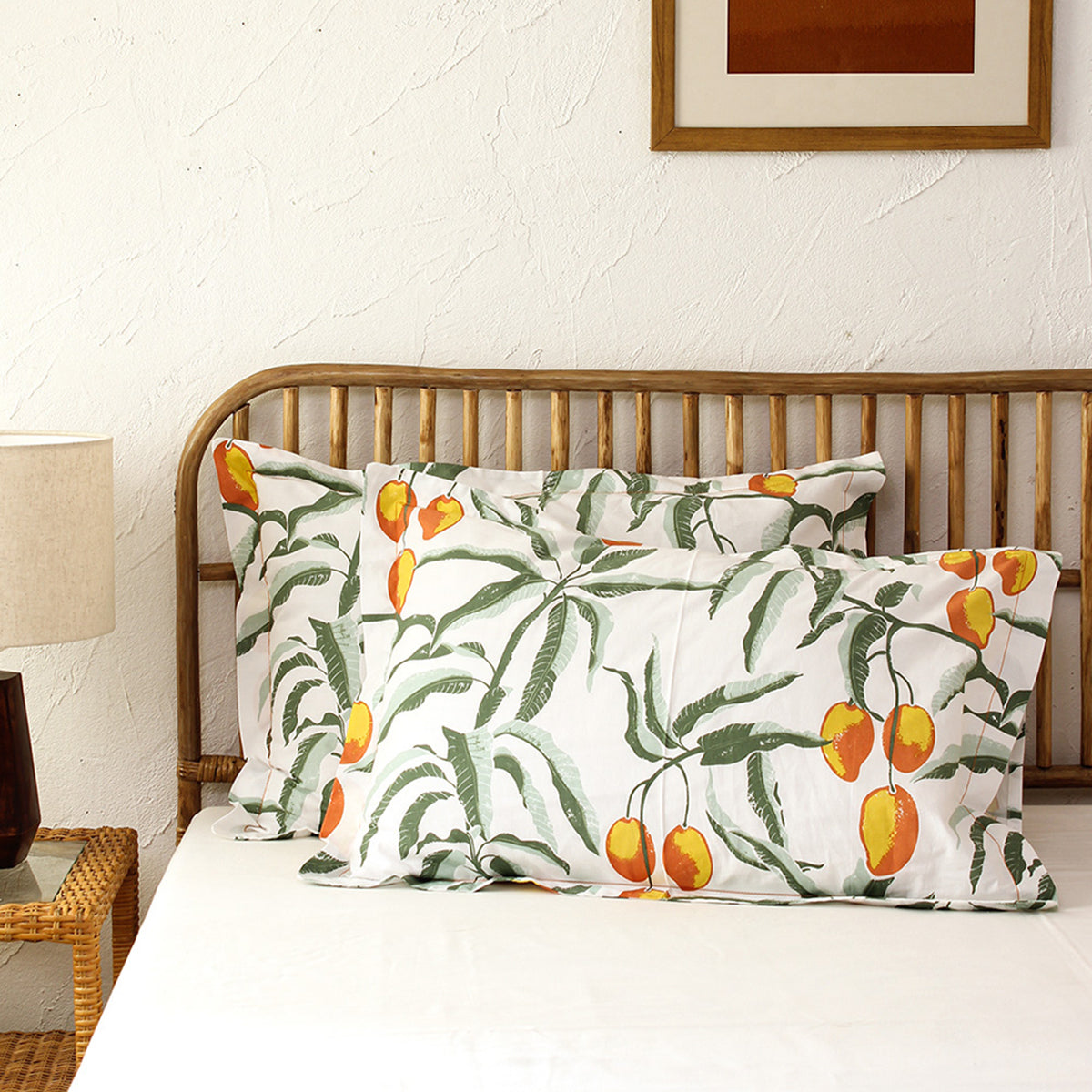 Cotton Pillow Covers | Mango Print | Rust Yellow | Set of 2