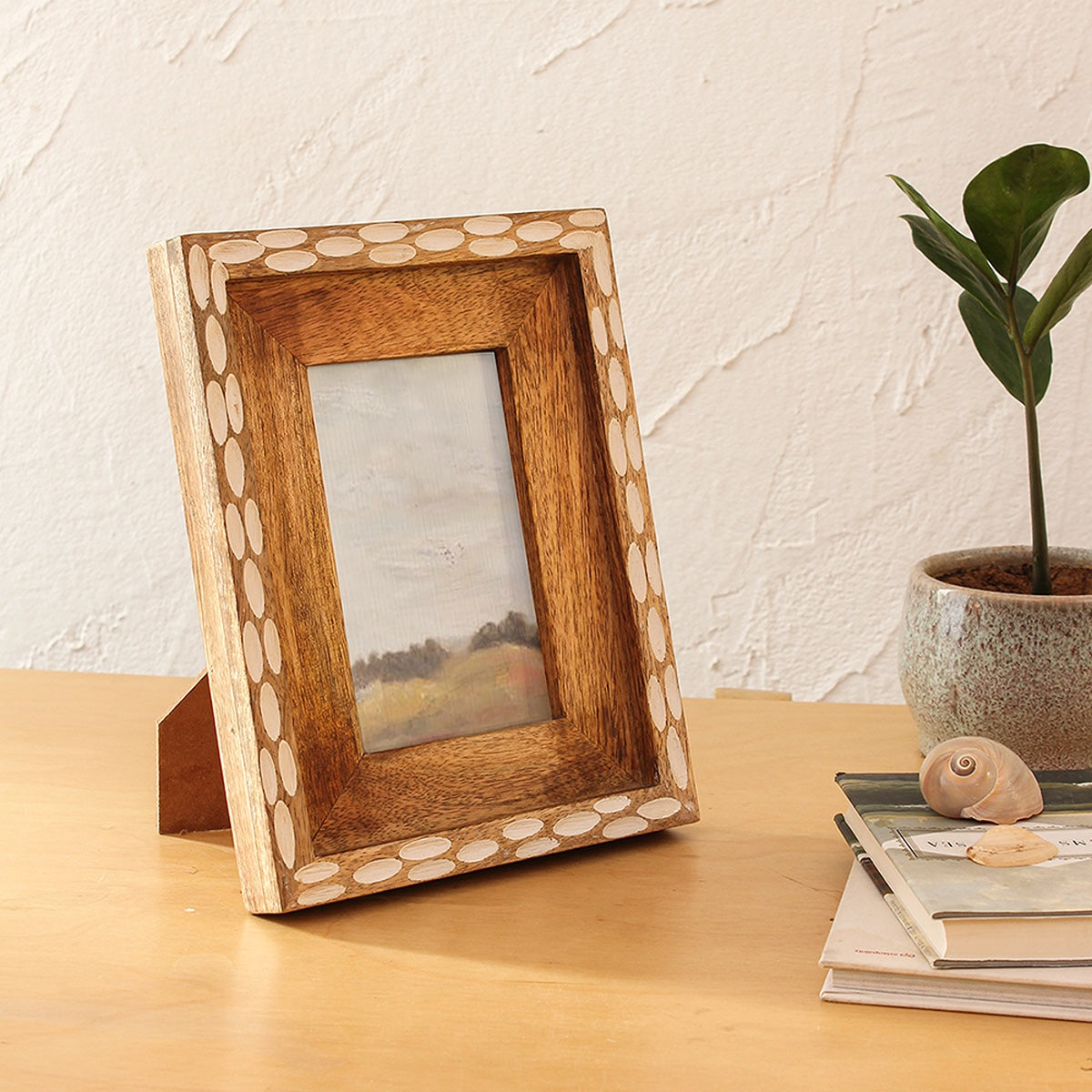Wooden Photo Frame | Rectangle Shape | Brown & White | 15 cm By House This