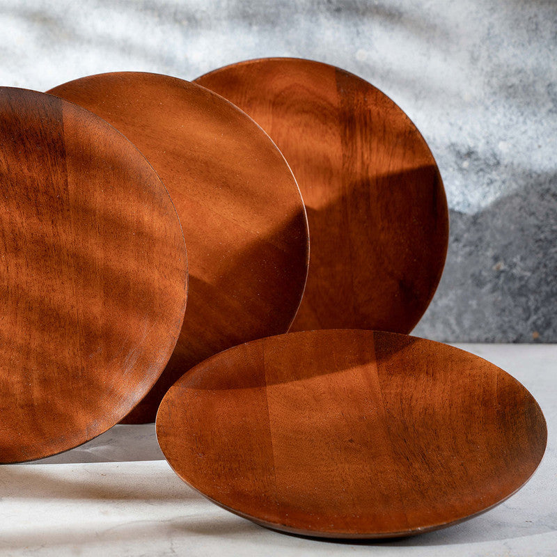 Wooden Plates | Brown | Set of 4