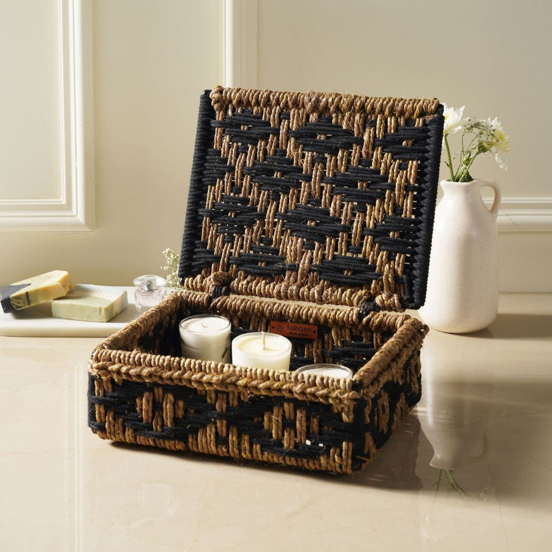 Cotton & Metal Storage Box | Moonj Grass | Brown By Sirohi