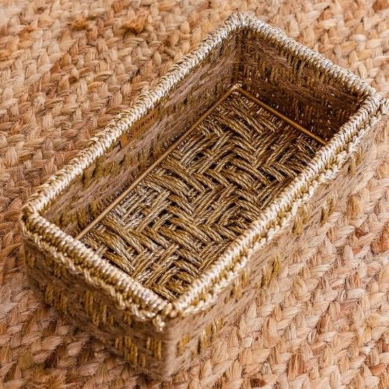 Jute Laundry Basket, Tray & Organiser Combo | Brown | Set of 3
