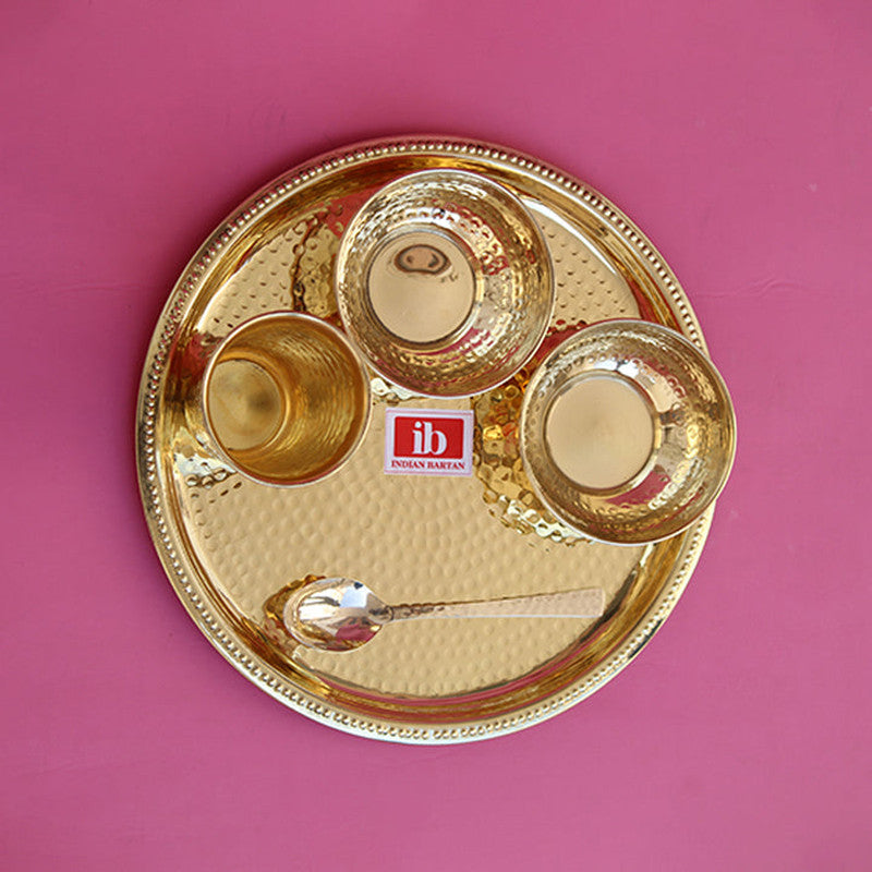 Brass Dinner Set | 5 Pieces By Indian Bartan