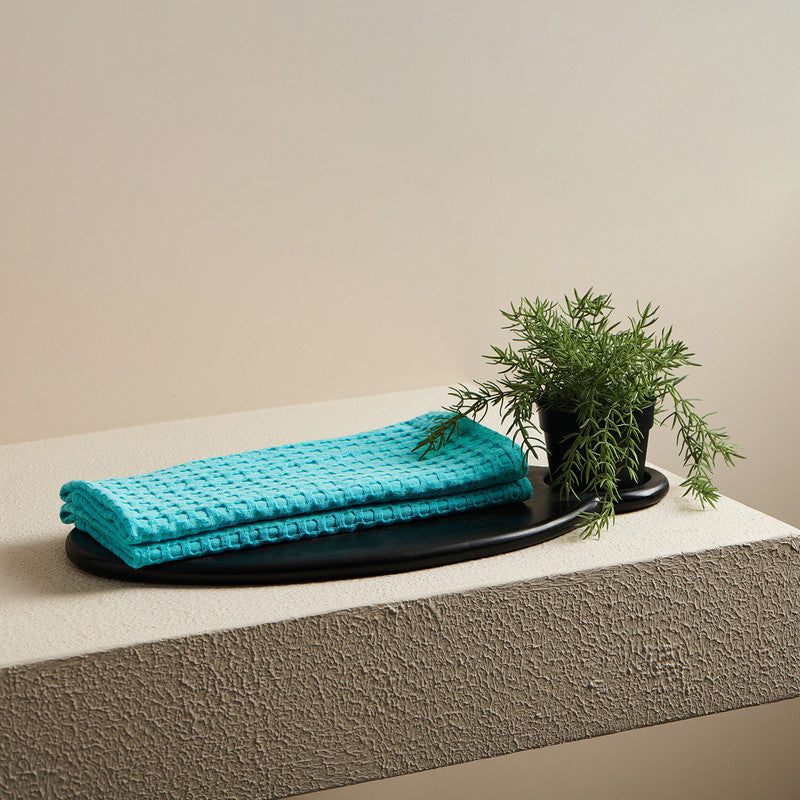 Cotton Hand Towel | Ultra-Soft | Aqua Blue | 40 x 60 cm By Oodaii