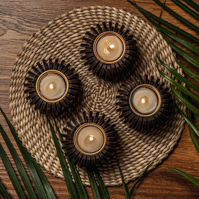 T-Light Candle Holder | Pine Wood | Set of 4