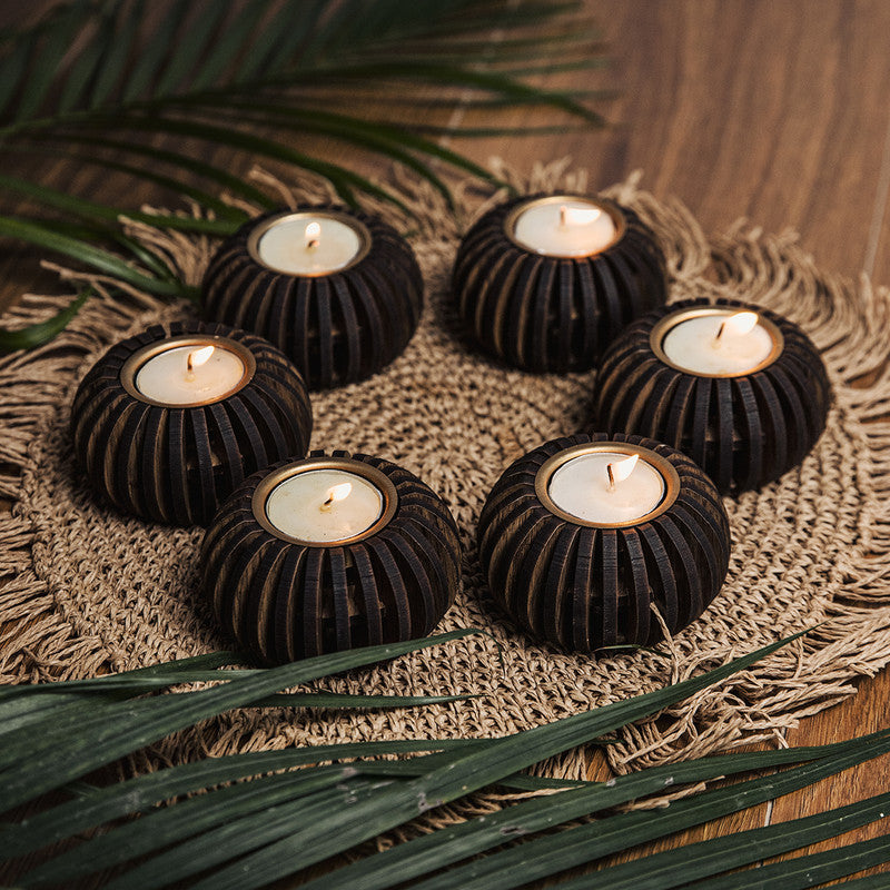 Pine Wood T-Light Candle Holder | Set of 6 By Think Artly