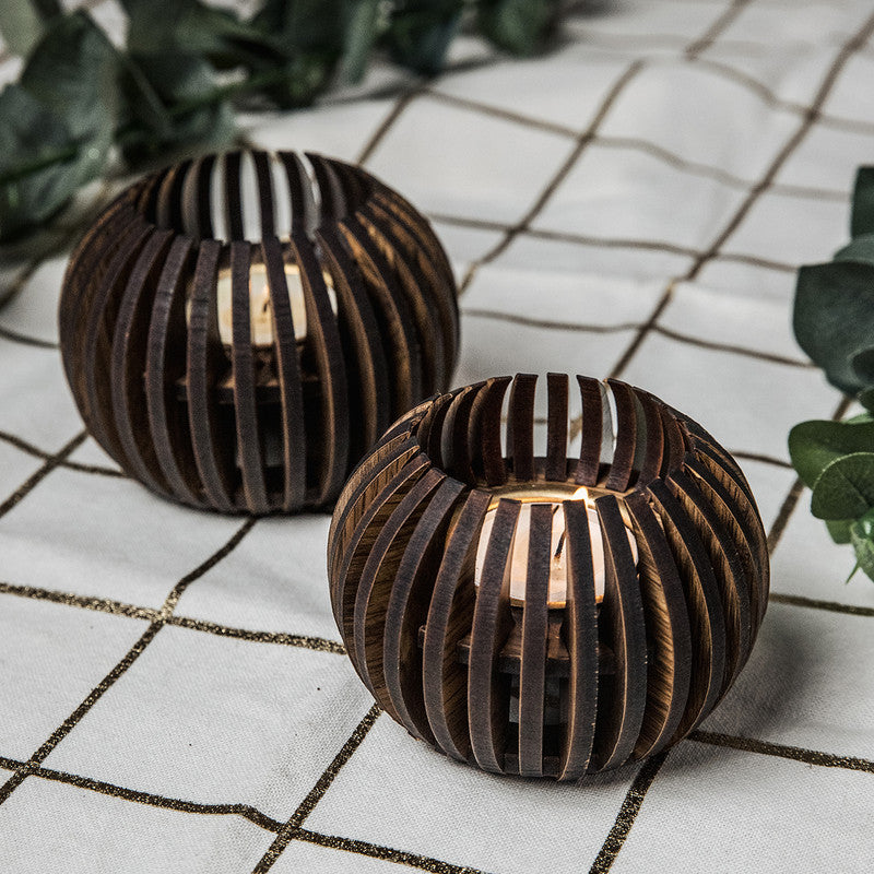Pine Wood T-Light Candle Holder | Set of 2