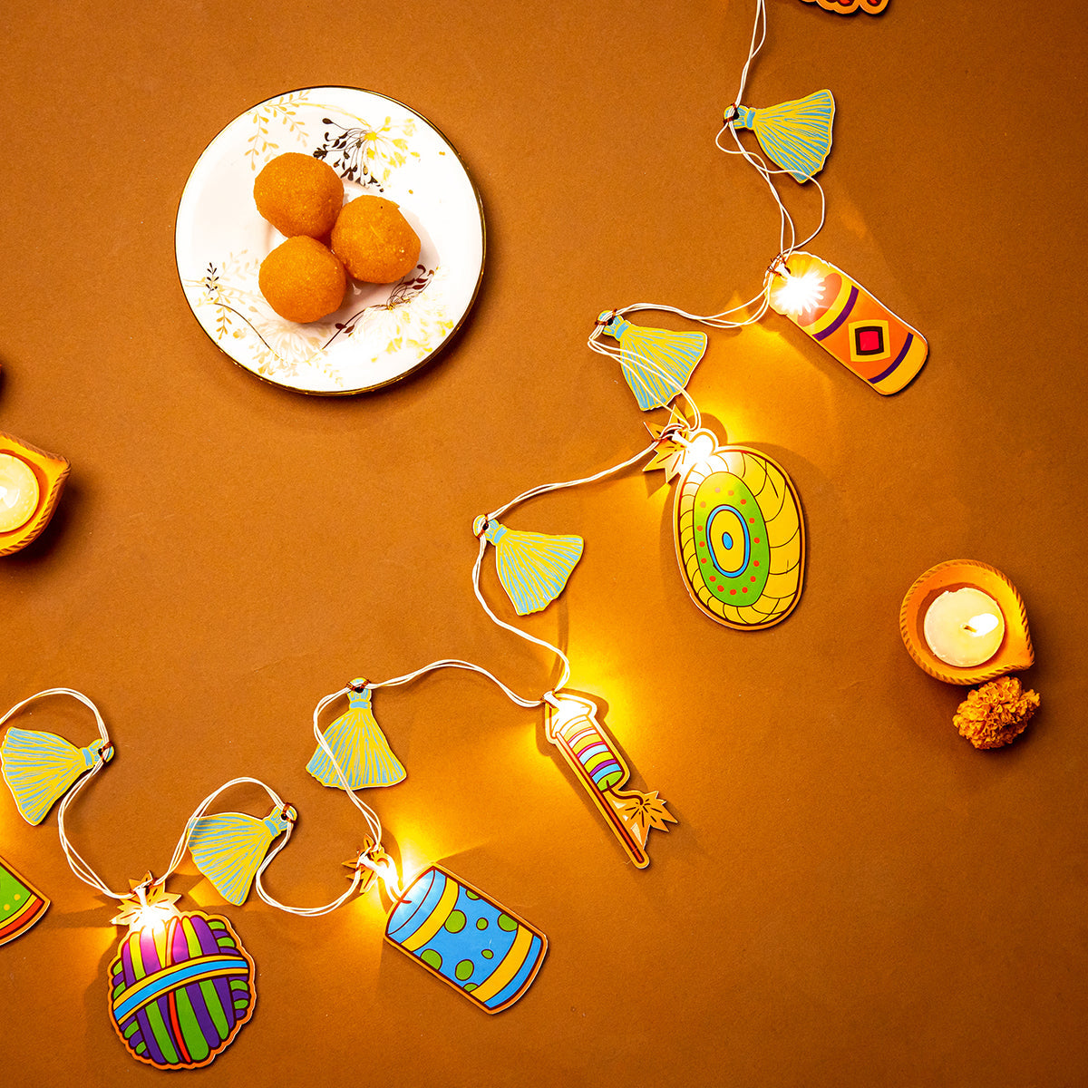 Designer Toran | Birch Wood | Light Bunting | Cracker & Tassels Design | 118 Inches By Think Artly