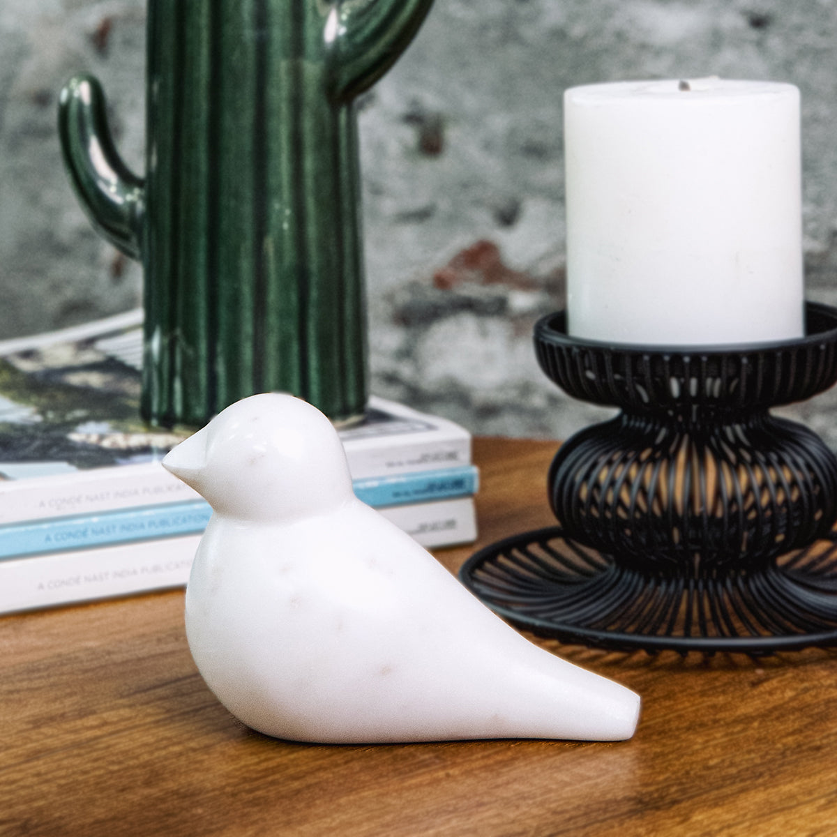 Home Decor Accents | Bird Table Decorative | White | 5 inches