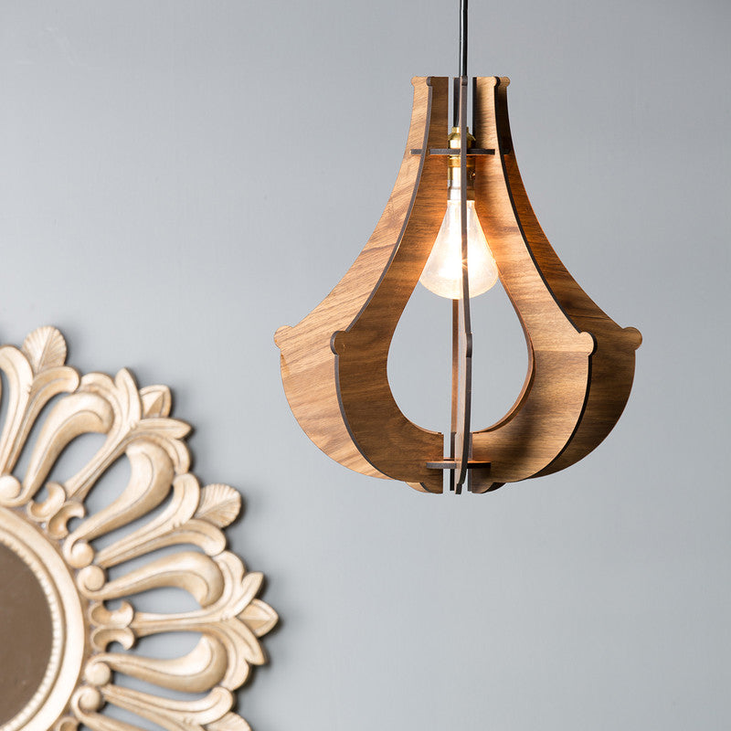 Hanging Lamp | Pine Wood Ceiling Lamp | Home Decor Lamp | Brown