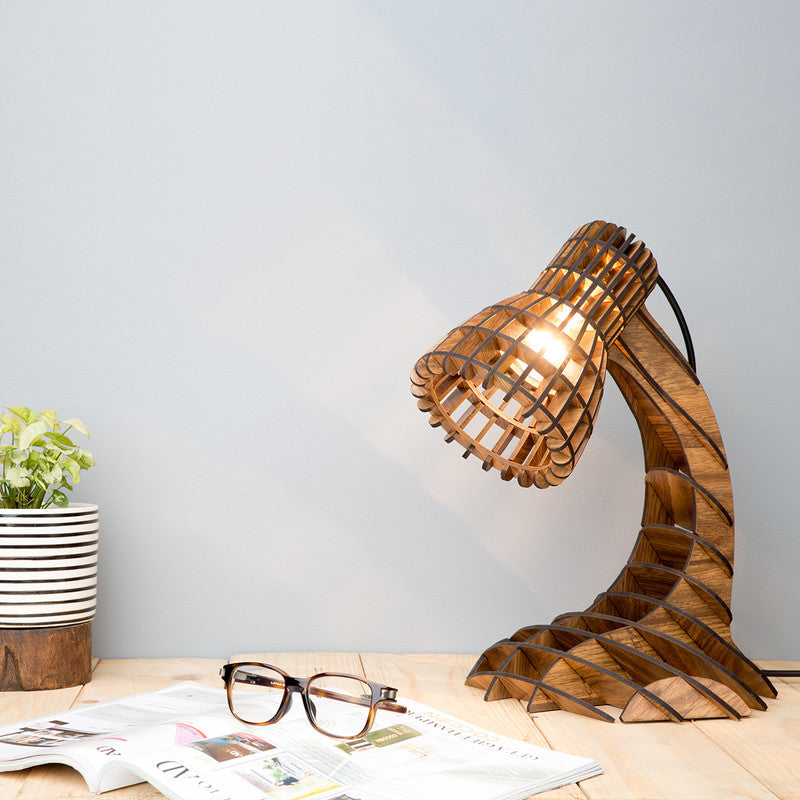 Pine Wood Table Lamp | Brown