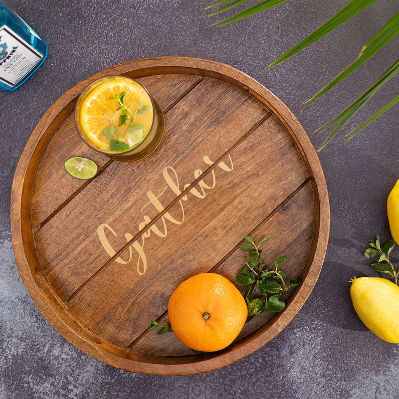 Wooden Round Tray | Mango Wood | 13.5x13.5x1.75 inch By Think Artly