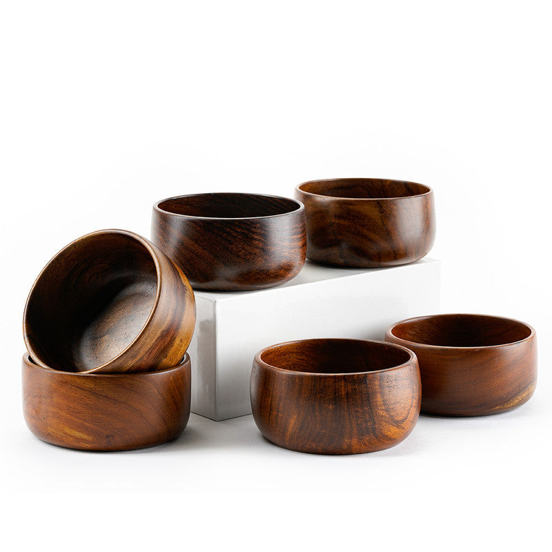 Wooden Bowls | Sheesham Wood | Set of 6 | 4x4x1.75 inch each By Think Artly