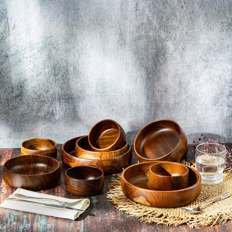 Wooden Serving Bowl | Sheesham Wood | Set of 5 By Think Artly