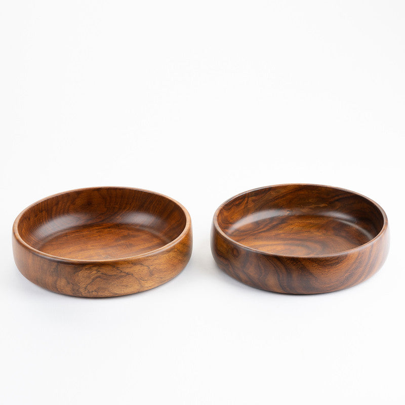 Natural Sheesham Wood Bowls - Set of 2 By Think Artly