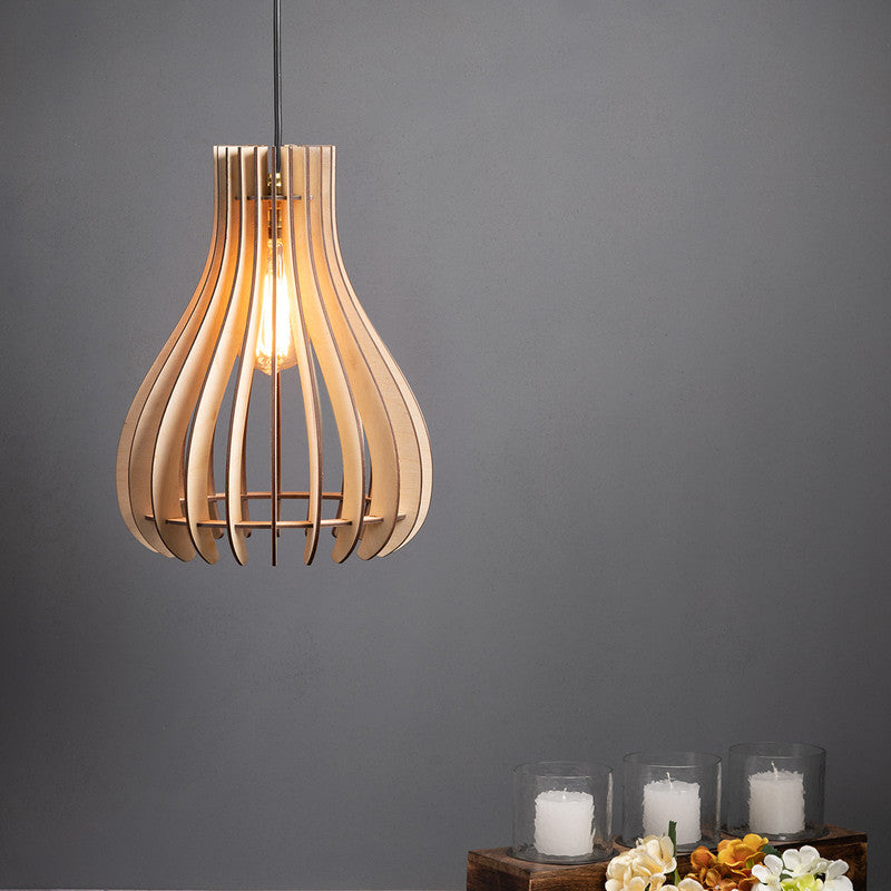 Birch Wood Ceiling Lamp | Beige By Think Artly