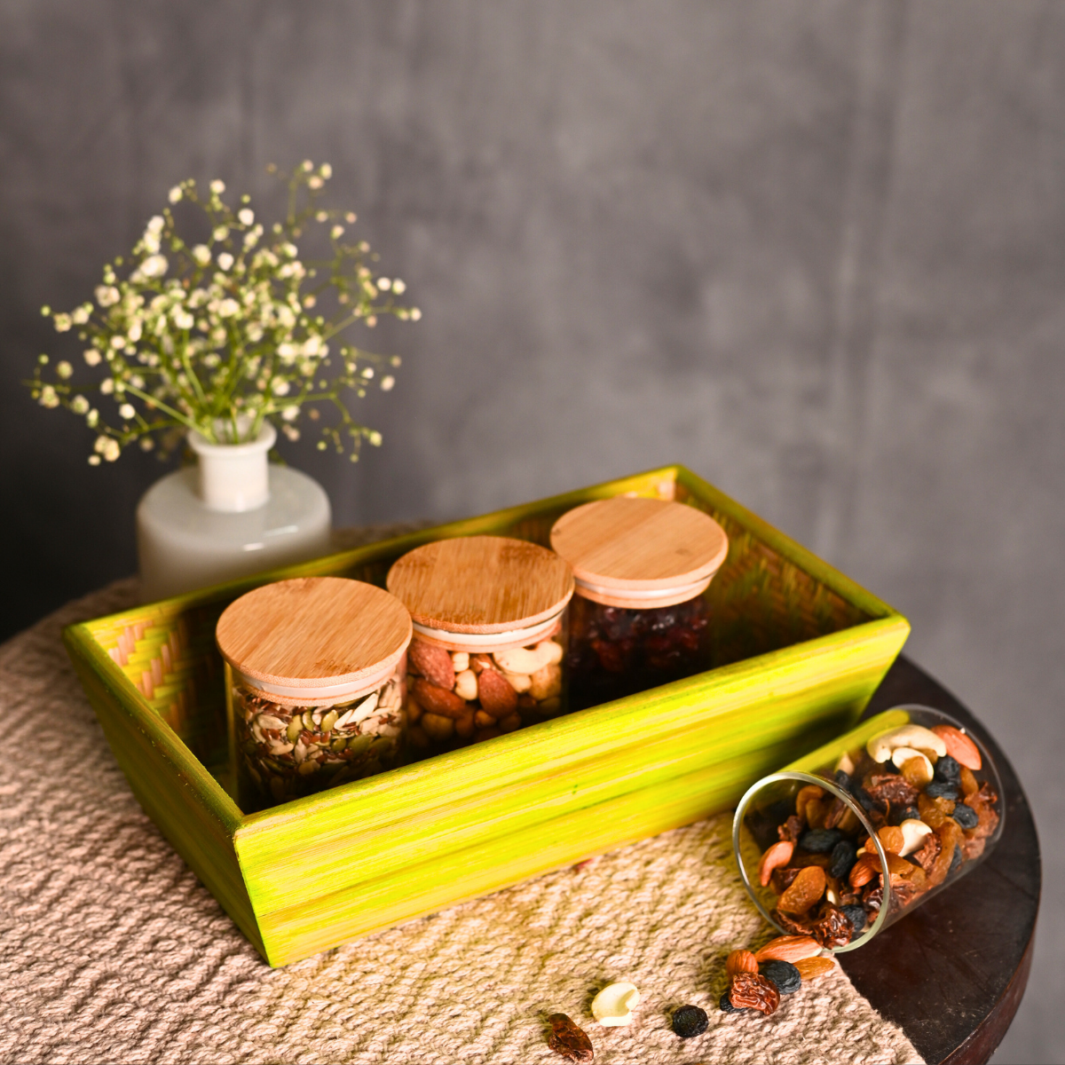 Bamboo Serving Tray | Green | 28 cm