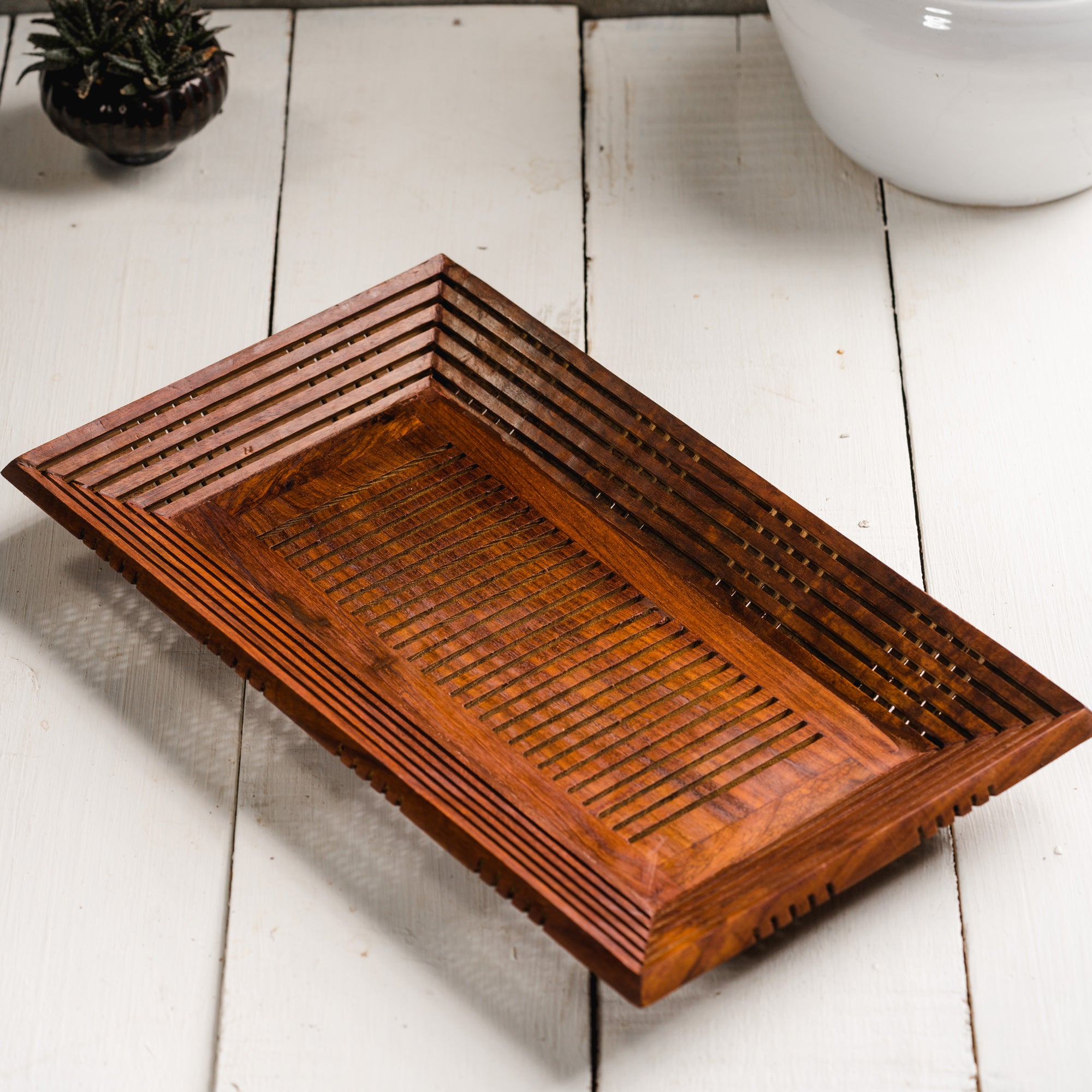 Wooden Tray | Sheesham Wood | Brown | 14x9 inch By Araana Home